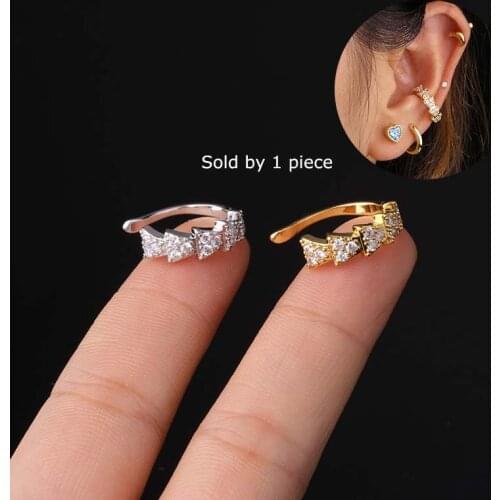 1 Piece Fake Couch Piercing Earring Cuff Copper with Zircon
