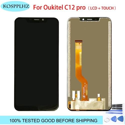 100% TESTED 6.18 inch For Oukitel C12 Pro LCD and Touch Screen Assembly 1280x720p black color For OUKITEL C12 PRO phone + tools