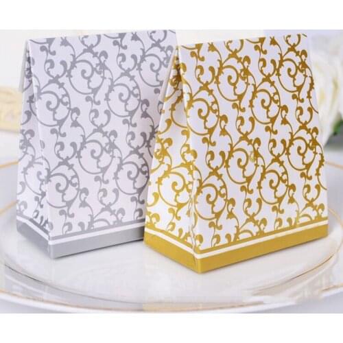 1000pcs Lovely Candy Boxes With Ribbon Wedding Party Favor Gift Boxes DIY Candy Cookie Gift Boxes Sliver/ Gold JF