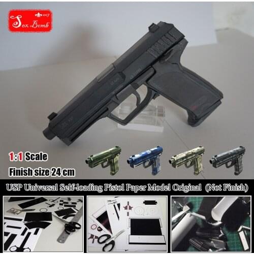 2 in 1 New H&K USP Universal Self-loading Pistol 3D Paper Model Cosplay Kits Kid Adults' Gun Weapons Paper Models Handmade Toys