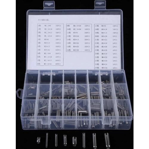280Pcs Elastic Cylindrical Pins M1.5 M2 M2.5 M3 M4 M5 M6 M8 Stainless Steel Spring Tension Pins Set