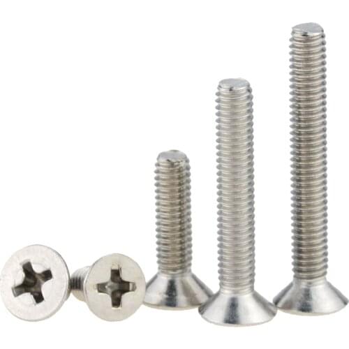 30PCS M4*6 8 10 12 16 20 25 30 304 Stainless Steel Cross Phillips Flat Countersunk Head Screw Bolt M4x6 M4x10 M4x20 M4x30