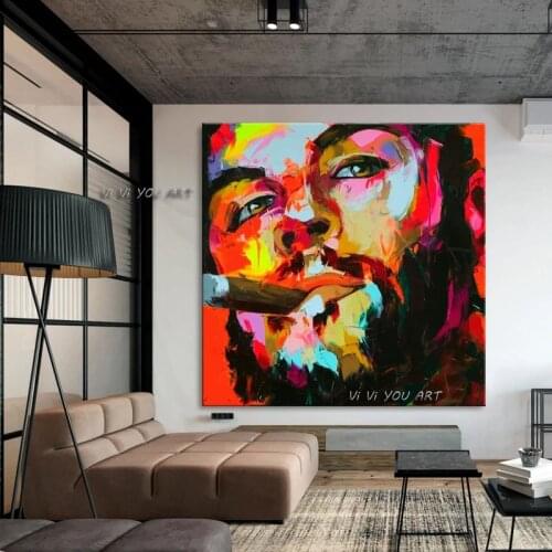 Abstract Oil Painting Francoise Nielly Style Wall Art Portrait Palette Knife Face Painting Figure On Canvas