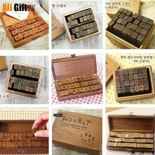 New 2021 Anglais Cursive Digital English Stamp Wooden AlPhaBet Digital Letters Seal Set Standardized Stamps English Letter Stamp