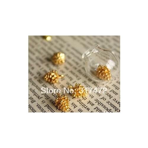 Free mail!!!! DIY Golden pinecone DIY jewelry accessories glass filler