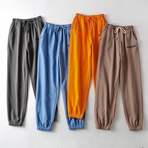 BRADELY MICHELLE 2021 Summer NEW Arrival Women Solid Causal Street Harem Pants Loose High-waist Print Bottoms