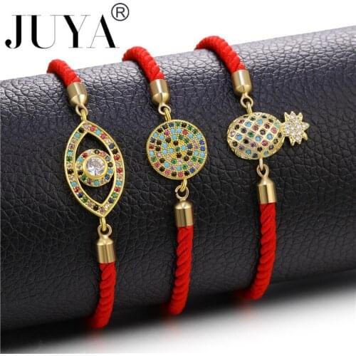 Juya Trendy Multi AAA Cybic Zirconia Seahorse Charm Bracelet for Women Men Adjustable Red rope Chain Gold Color Bracelet Jewelry
