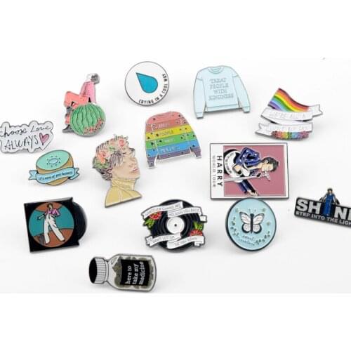 Famous Singer Rainbow Pride Flag Enamel Lapel Cartoon Art Pins Brooches Badge Backpack Bags Cool Pins Gifts For Fans Jewelry