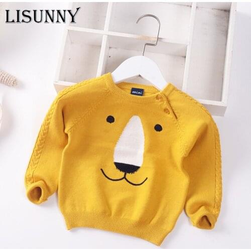 Kids Sweater Boys Pullover Sweater 2021 Autumn Winter New Children Clothing Cartoon Cute Fashion Cotton Baby Sweater Embroidery