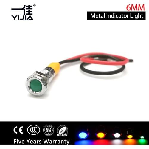 Dia 6mm Waterproof Metal Indicator Light Pilot Panel Dash Signal Warning Lamp 12V 24V 220V red blue led