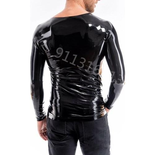 Mens Latex Top O Long-sleeved Latex T T shirt No zipper hot sell