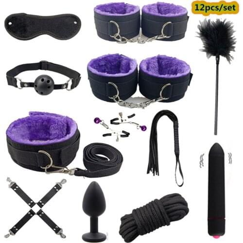 Fetish Sex Toys for Women BDSM Sex Bondage Restraint Kit Adult Games Erotic Toys Exotic Accessories Collar Gag Handcuffs for Sex