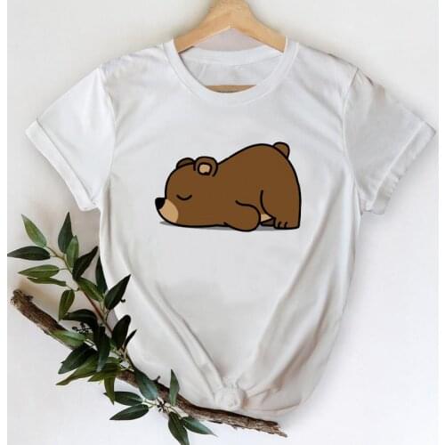 T-shirts for Women 2021 Animal Bear Girl 90s Cartoon Kawaii Clothes Printing Stylish Tshirt Top Lady Print Sweet Tee T-Shirt