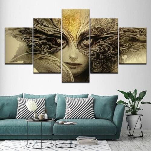 Canvas Painting art women face 5 Pieces Wall Art Painting Modular Wallpapers Poster Print for living room Home Decor