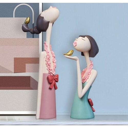 European Creative Lovely Flower Girl Decoration Taste Hair Girl Sculpture Woonkamer Holiday Girl Room Decoration Home Decor