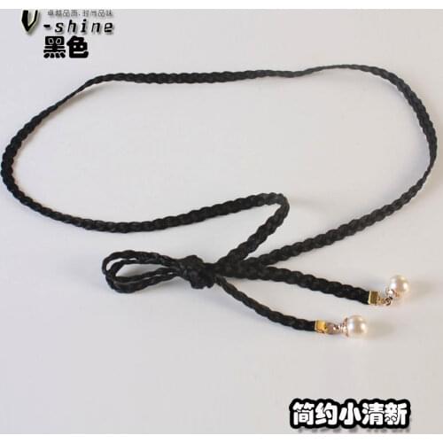 Fashion knitted black belly chain Women brief thin all-match belt one-piece dress waist rope cronyism H120