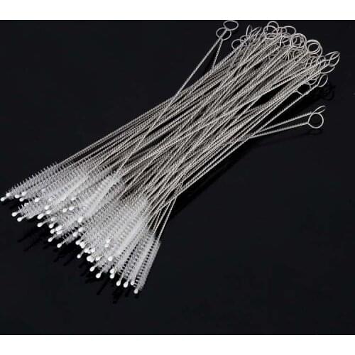 50/100Pcs Drinking Straw Cleaning Brushes Set Pipe Tube Cleaner Nylon Bristles Stainless Steel Handle - 175x5mm & 200x10mm