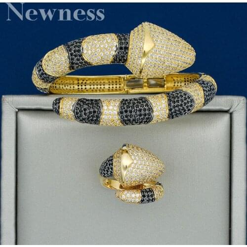 Newness Luxury Snake African Bangle Ring Set Fashion Jewelry Sets For Women Wedding Engagement brincos para as mulheres 2020
