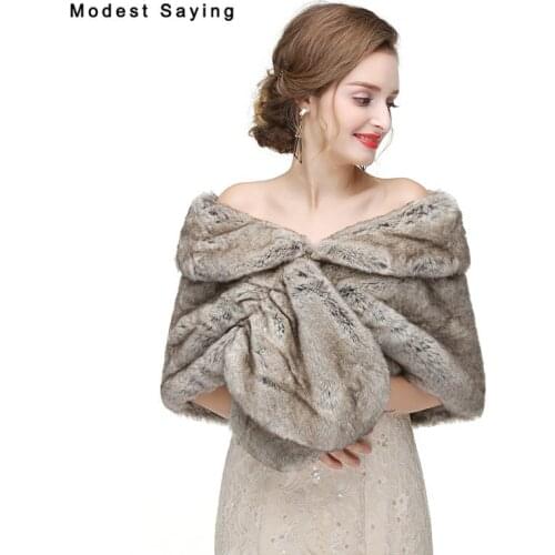 New 2017 Grey Warm Faux Fur Wedding Shrugs Imitation Rex Rabbit fur Bridal Shawls Wrap Jackets Formal Bolero Wedding Accessories