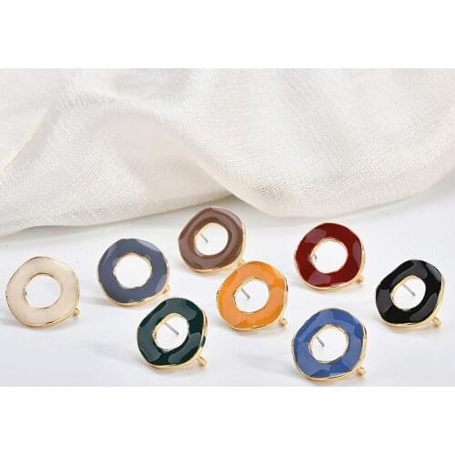 Fashoin New Enamel Alloy Hollow Out Geometric Earring Stud Ornament Accessories Jewelry Findings Earrings Material Alloy Earring