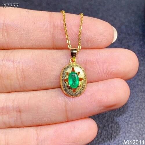 KJJEAXCMY fine jewelry natural Emerald 925 sterling silver noble girl new pendant necklace chain support test