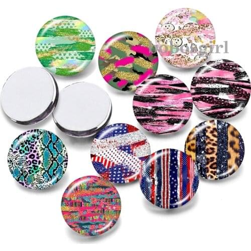 Multicolor Leopard 12mm18mm 20mm Snap button jewelry DIY Bracelet Round photo glass cabochons P6960