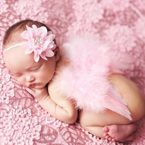 New Lovely Baby Angel Wing Newborn Photography Props Set Baby Angel Fairy Feather Wing Costume Photo Prop Baby Photo clothing