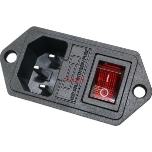 1pc AC power socket AC-09 Three-in-one switch with fuse seat AC electrical socket outlet 4 pin switch with Light 10A CZYC