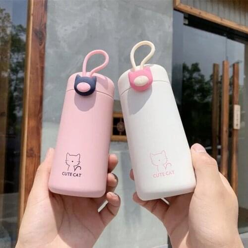 Cartoon Cat Stainless Steel Vacuum Flasks for Kids Portable Mini Travel Thermal Water Bottle Student Couple Thermos Mug 270ml