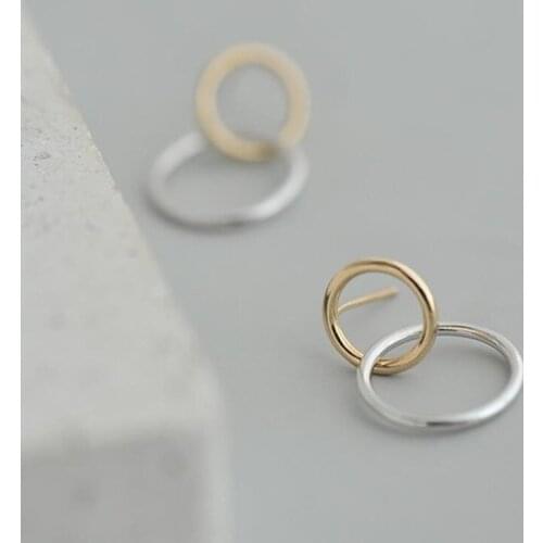 TJP Latest Women Round Stud Earrings For Girl Party Accessories Charm 925 Sterling Silver Earrings Female Wedding Accessories