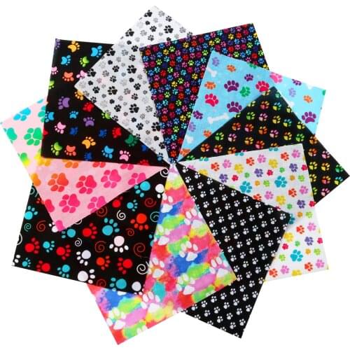 50*45cm Dog Puppy Footprint 100% Pure Cotton Or Polyester Cotton Material Patchwork Sewing Fabrics Quilt Needlework DIY Cloth