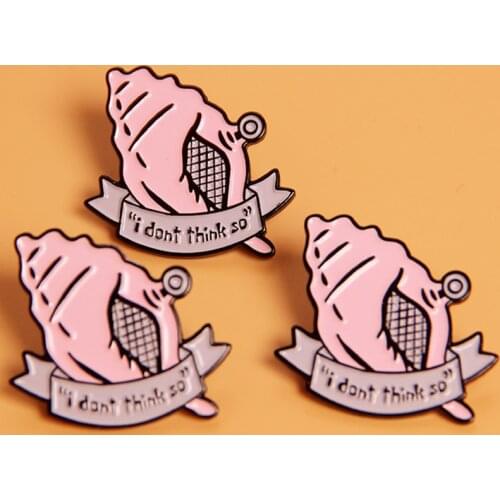 Magic Conch Shell I Don't Think So Brooch Pins Enamel Metal Badges Lapel Pin Brooches Jackets Jeans Fashion Jewelry Accessories