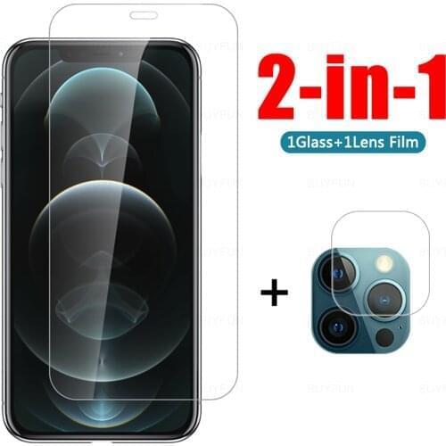 2-in-1 Cover Tempered Glass For Iphone 7 8 Screen Protector For Iphone 7 Plus 8 Plus 12 Pro Max Phone Camera Protector Lens Film