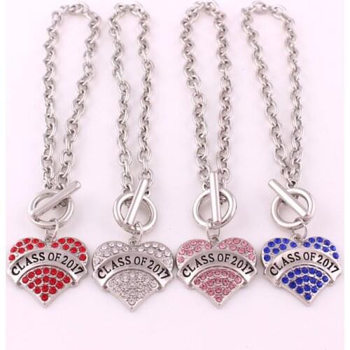 New Arrived Women Heart Bracelet Anniversary Jewelry Trinket CLASS OF 2017 Written Beautiful Zinc Alloy Provide Dropshipping