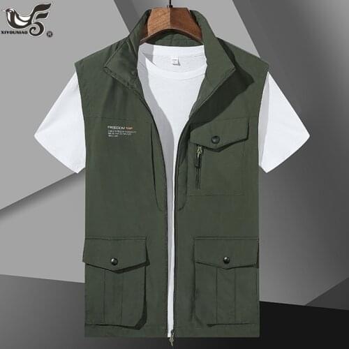 New Summer Quick-Drying Work Vest Mens Fishing Camping Sleeveless Multi-pocket Jacket Outdoor Travel Hiking Waistcoats Clothes