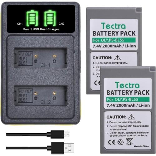 2000mAh PS-BLS5 PS-BLS-50 Battery&LED Charger for Olympus PEN E-PL2,E-PL5,E-PL6,E-PL7,E-PM2, OM-D E-M10, E-M10 II, Stylus1