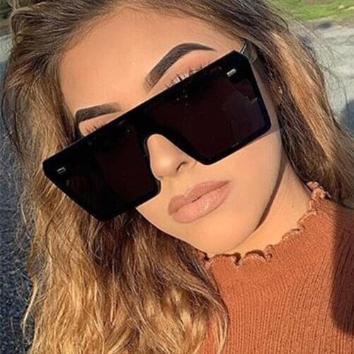 2021 Fashion Oversized Square Sunglasses Retro Gradient Big Frame Sun Glasses For Women One Piece Gafas Shade Mirror Clear Lens