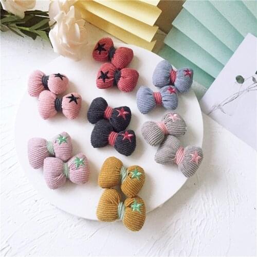 5cm 10pcs/lot Corduroy with star cotton bow DIY Tie Shaped Appliques Satin Ribbon Bow Appliques Craft DIY Decoration