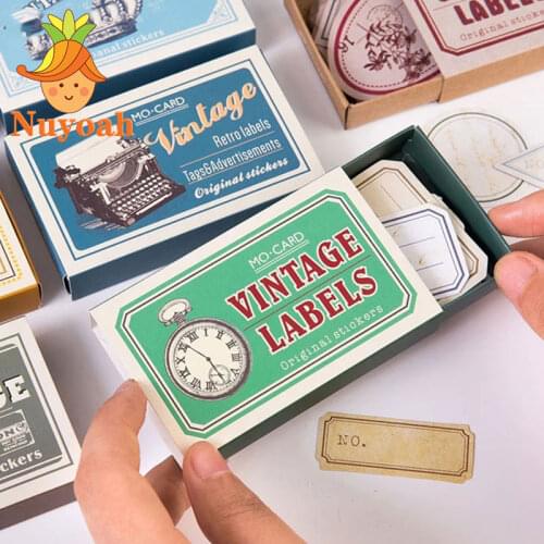 60pcs/pack Vintage Sticker for Journaling Writable Label Album Scrapbooking Aesthetic Stickers DIY Diary Handbook Decoration