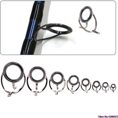 2021 New 8Pcs Stainless Steel Eye Rings Fishing Rod Guides Tips Line Repair Kit
