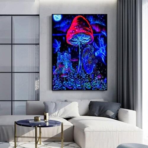 Abstract Psychedelic Art Posters Mushroom Wall Art Canvas Painting for Living Room Bedroom Decor Poster and Prints Home Decor