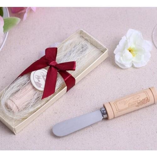 DHL Free Shipping 100pcs/lot Wedding favors gifts Stainless Steel Wooden handle Spreader "Vintage Reserve" Butter Knife sl5094