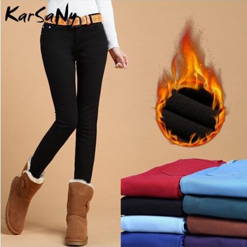 Casual Winter Fleece Pants Women Plus Size High Waisted Trousers Skinny Pants Women Velvet Ladies Trousers Winter For Office