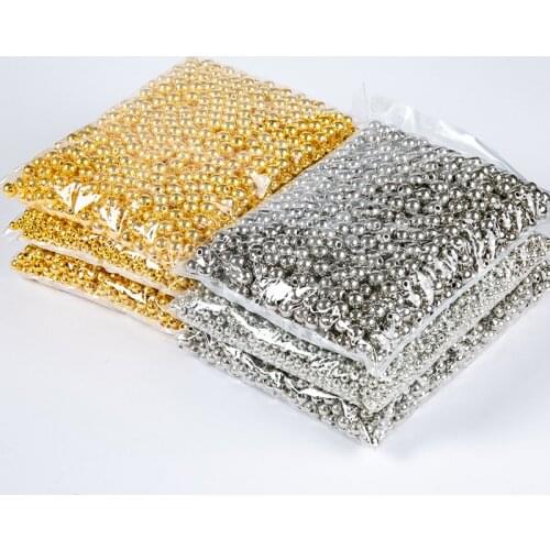 CCB Beads 6/8/10mm Loose Round Gold Silver Color Spacer Beads To Needlework Handmade For Necklace Bracelets DIY Jewelry Making