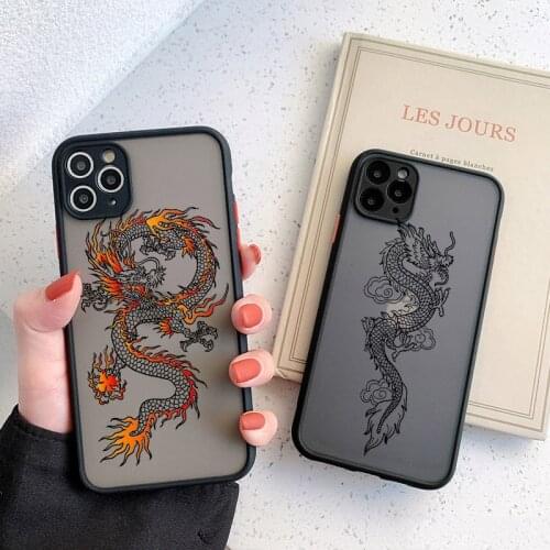 Vintage Dragon Phone Case For iPhone 11 Pro Max 12 Mini XS Max XR X 7 8 Plus SE 2020 Clear Cute Animal Fundas Shockproof Coque