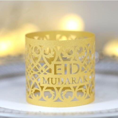 Eid Mubarak Lampshade Mubarak Paper Ring Ramadan Decoration Home Napkin Holder Eid Mubarak Muslim Party Ramadan Table Decoration