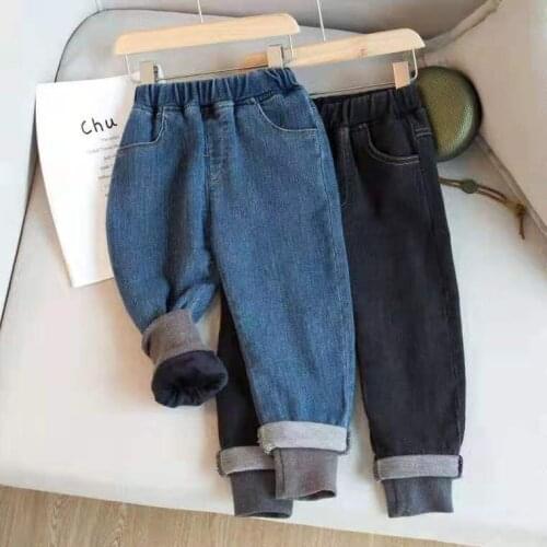 Fleece Denim Pant Boy Baby Kid Trouser Autumn Warm Clothes Winter Pants for Kids