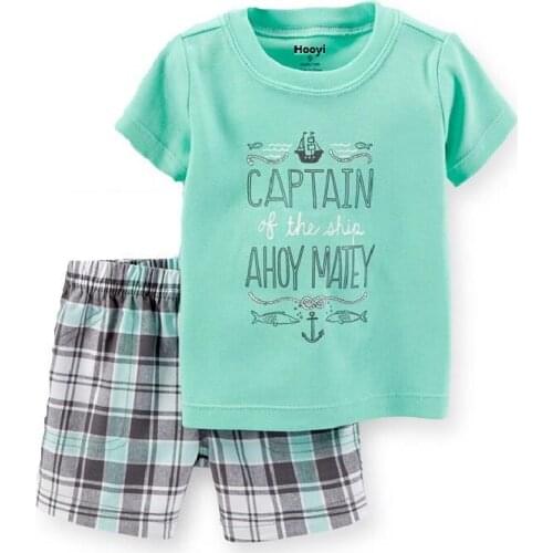 2019 Toddler Boys T-Shirt Shorts Pants Summer Clothes 2pcs Suit Baby Boy Outfit Cotton Captain Pirate Ahoy Matey Anchor Clothing