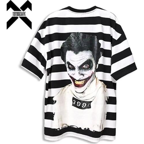11 BYBBS DARK Hip Hop Stripe T-Shirt Mens Clown Printed Techwear T Shirts 2021 Streetwear Cotton Harajuku Tshirt Tops WB245