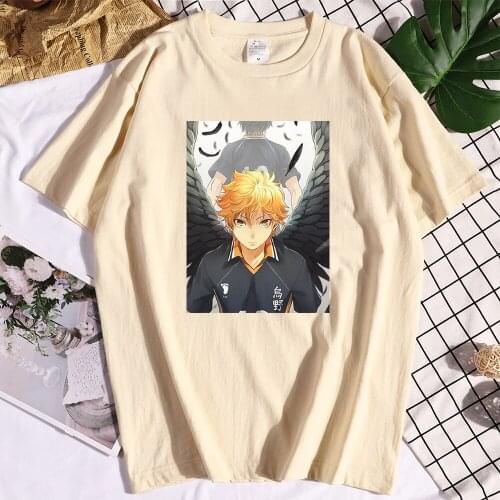 Cotton Haikyuu Kageyama Printed T-shirts Man Aesthetic Clothing Crew Neck T-shirts Casual Print Man T-shirt